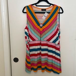 Lane Bryant: Classic Peplum Tank - V-Neck With Ring (Orange/Pink/Blue/Red) 18/20